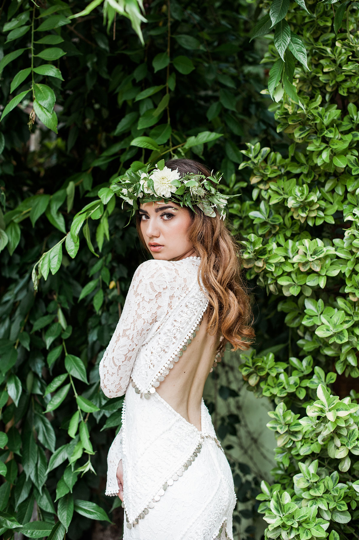 Brooklyn wedding; simple; raw modern aesthetic; natural beauty; bohemian bride; New York Wedding; minimal; white; green and gold; dancing and dessert; Christina Lilly Photography; Lovely Bride; Ivy & Aster; Rue De Seine; Sarah Seven; Bella Figura; My Moon Restaurant and Event Space