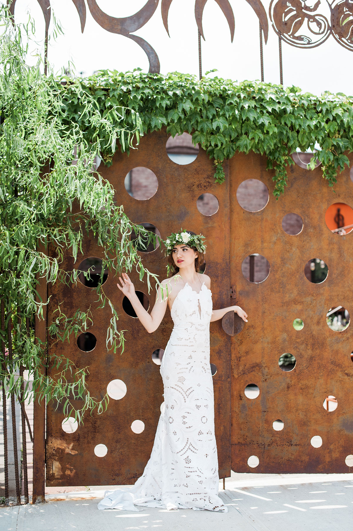 Brooklyn wedding; simple; raw modern aesthetic; natural beauty; bohemian bride; New York Wedding; minimal; white; green and gold; dancing and dessert; Christina Lilly Photography; Lovely Bride; Ivy & Aster; Rue De Seine; Sarah Seven; Bella Figura; My Moon Restaurant and Event Space
